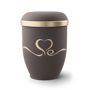 Biodegradable Urn (Brown with Gold Heart Design) **LOWEST ONLINE PRICES**